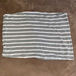 Olive Green, pink and white stripped tube top